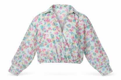 Zara Womens Multicoloured Floral Polyester Basic Blouse Size XL V-Neck - Sheer