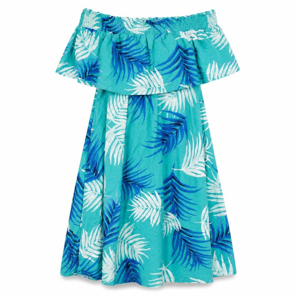 Marks & Spencer Womens Green Viscose A-Line Size 12 Off the Shoulder - Leaf Print