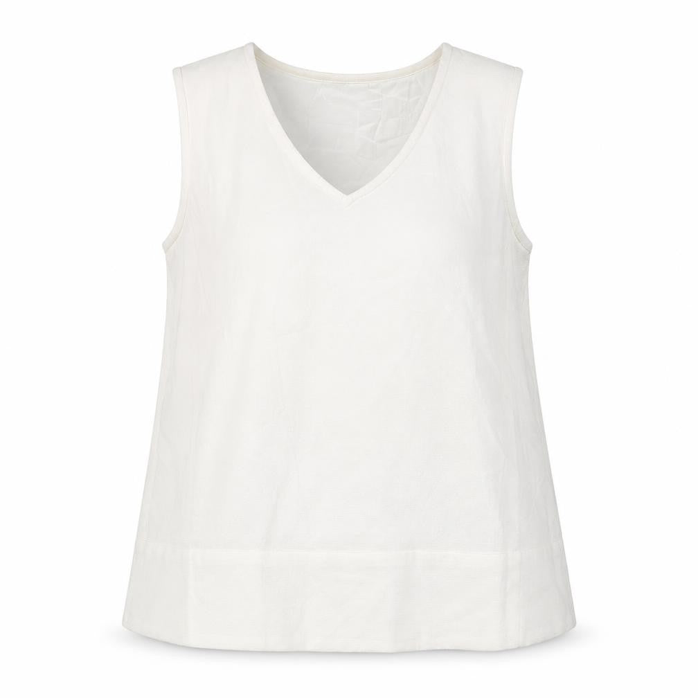 Adini Womens Ivory Polyester Basic Blouse Size S V-Neck