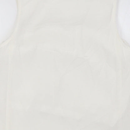 Adini Womens Ivory Polyester Basic Blouse Size S V-Neck