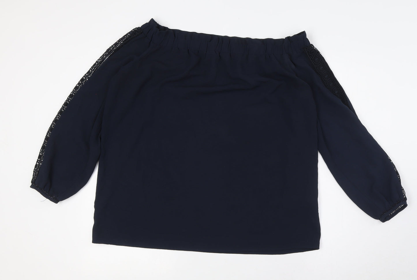 NEXT Womens Blue Polyester Basic Blouse Size 16 Off the Shoulder