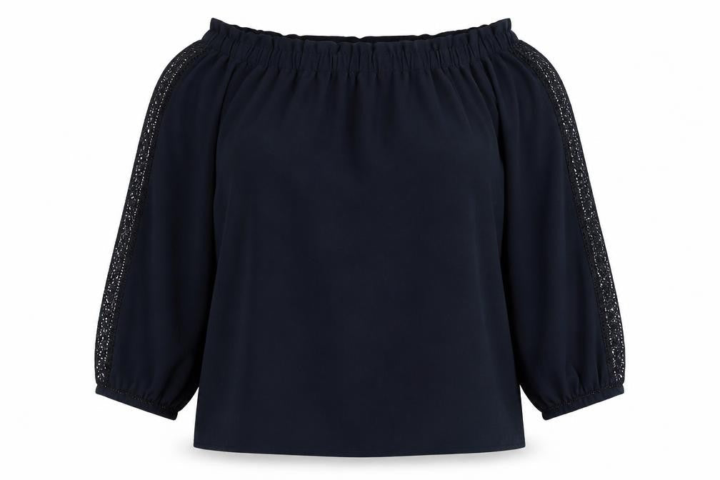 NEXT Womens Blue Polyester Basic Blouse Size 16 Off the Shoulder