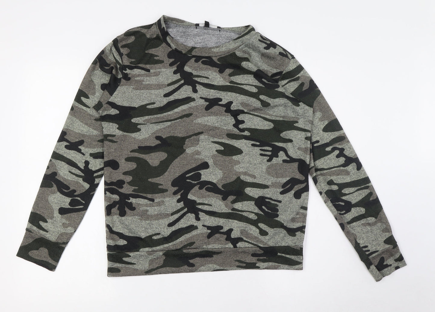 New Look Womens Multicoloured Camouflage Polyester Pullover Sweatshirt Size 16