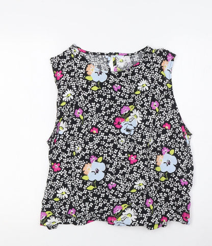 Additional front view of By Henry Holland women’s multicoloured floral viscose basic blouse, size UK 16, round neck