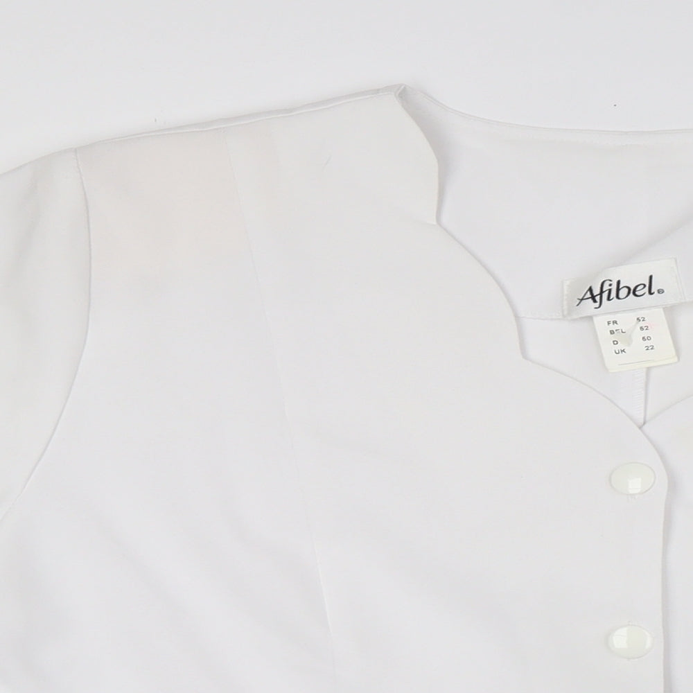 Afibel Womens White Polyester Basic Blouse Size 22 V-Neck