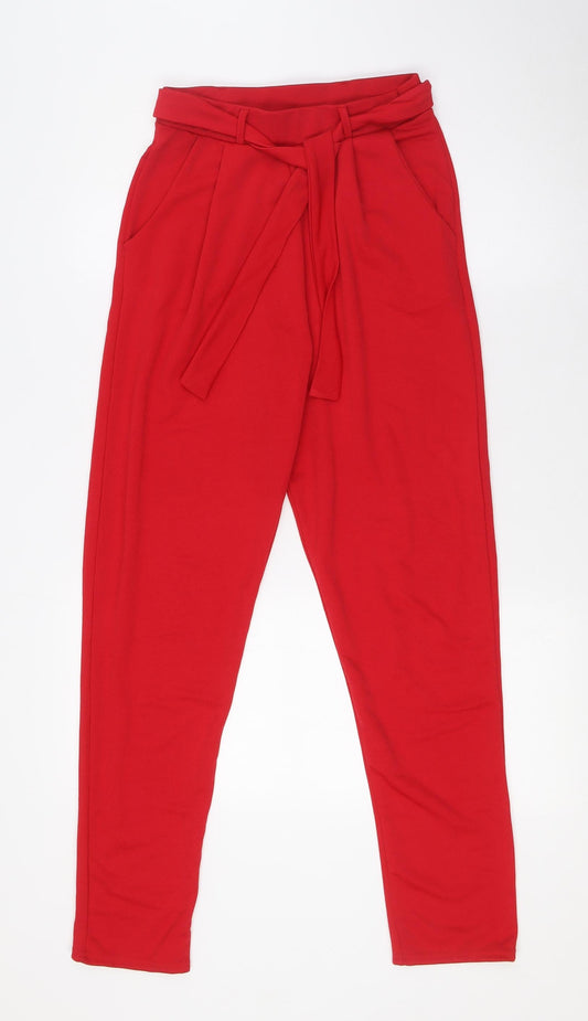 I SAW IT FIRST Womens Red Polyester Trousers Size 8 L30 in Regular