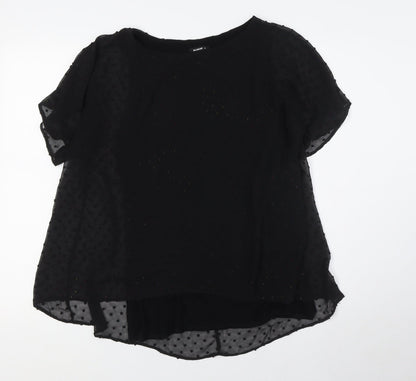 Additional front view of Roman women’s black polyester basic t-shirt, size UK 10, boat neck