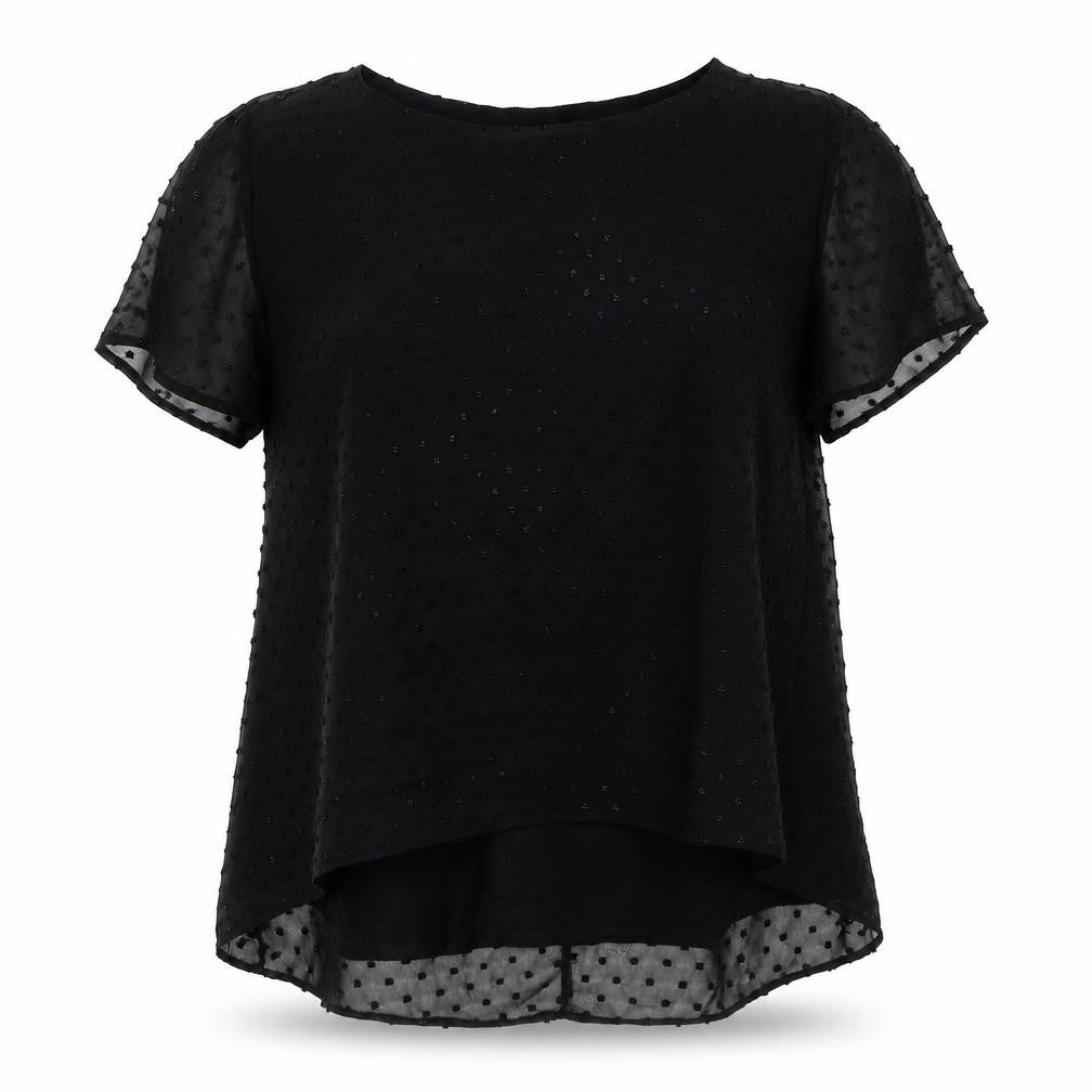 Roman Womens Black Polyester Basic T-Shirt Size 10 Boat Neck