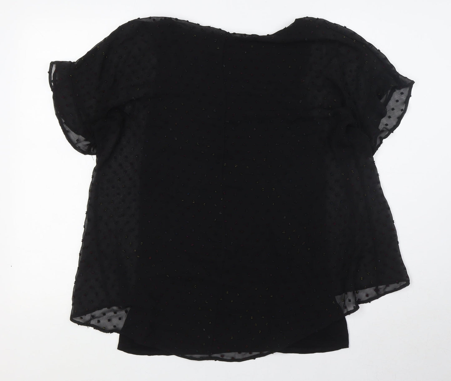 Roman Womens Black Polyester Basic T-Shirt Size 10 Boat Neck