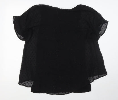 Back view of Roman women’s black polyester basic t-shirt, size UK 10, boat neck