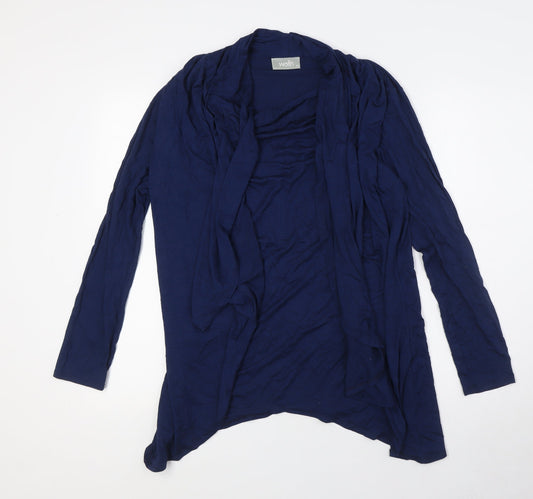Wallis Womens Blue Viscose Basic Blouse Size M Round Neck - Mock Cardigan