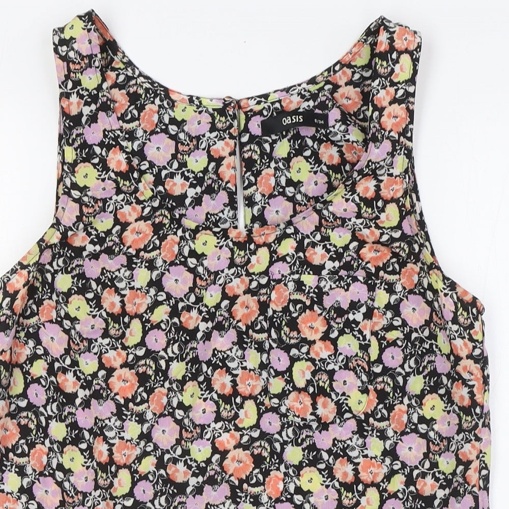 Oasis Womens Multicoloured Floral Polyester Camisole Blouse Size 8 Round Neck