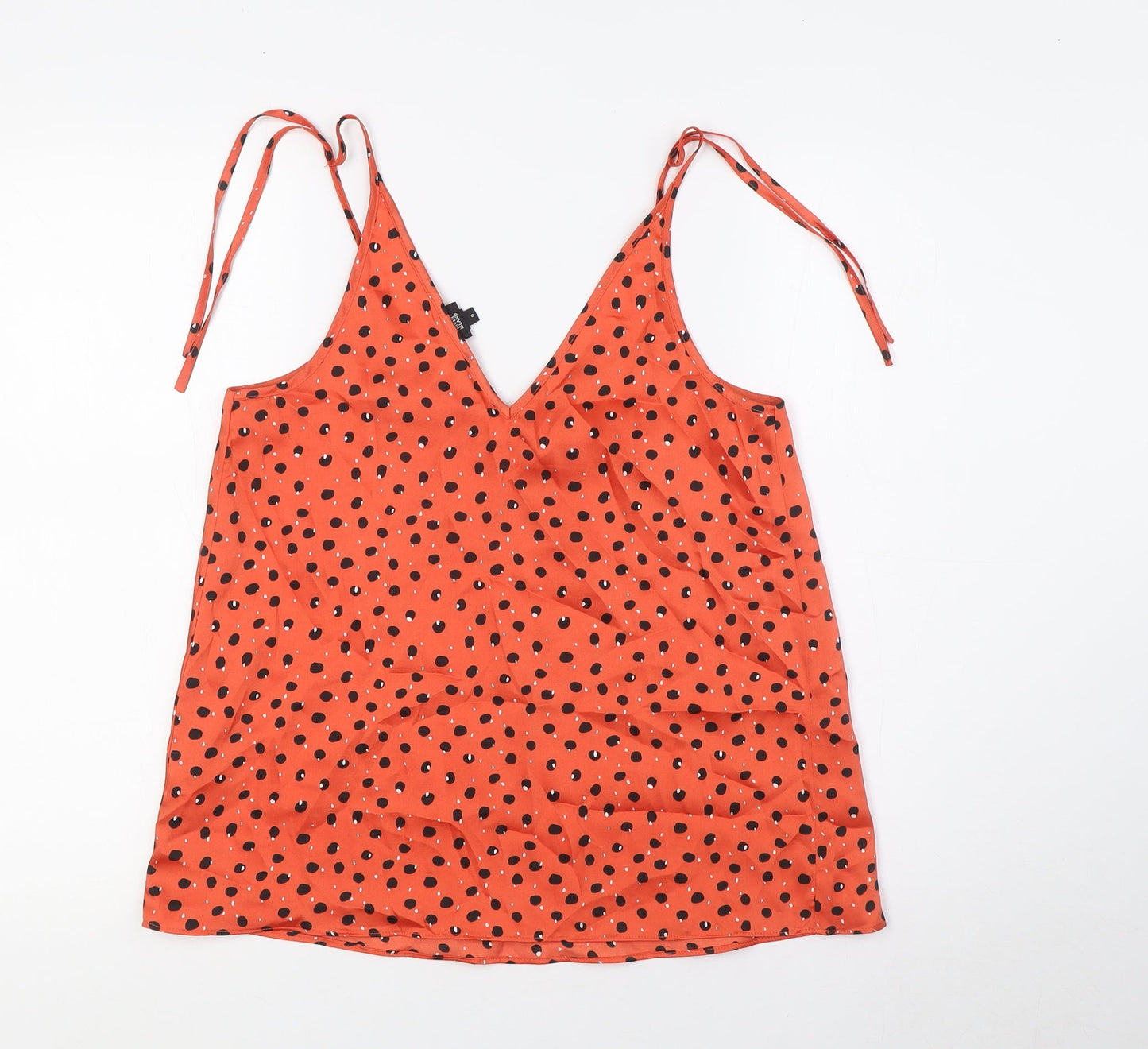 River Island Womens Orange Polyester Camisole Blouse Size 8 V-Neck