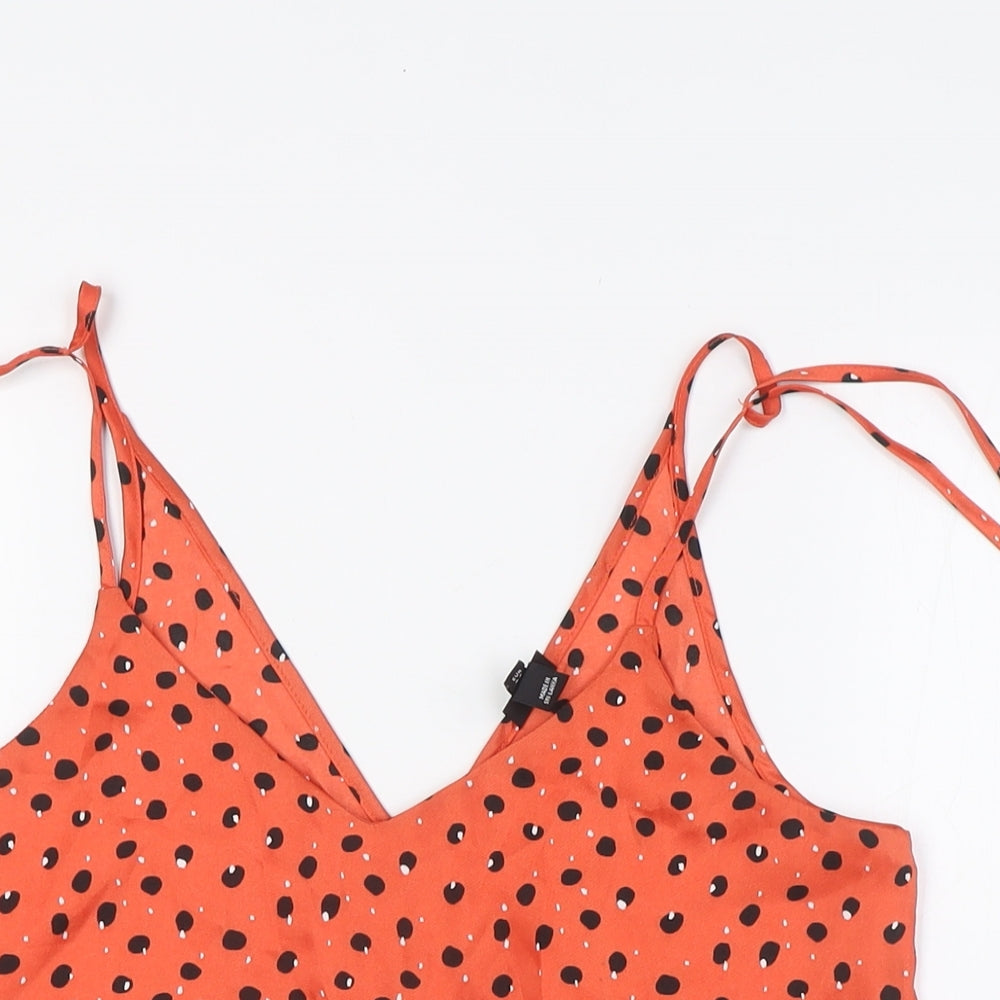 River Island Womens Orange Polyester Camisole Blouse Size 8 V-Neck