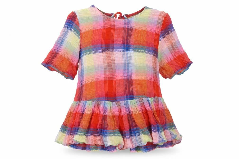 Zara Womens Multicoloured Check Cotton Basic Button-Up Size S Round Neck