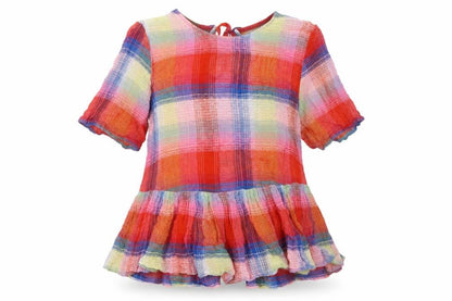 Zara Womens Multicoloured Check Cotton Basic Button-Up Size S Round Neck