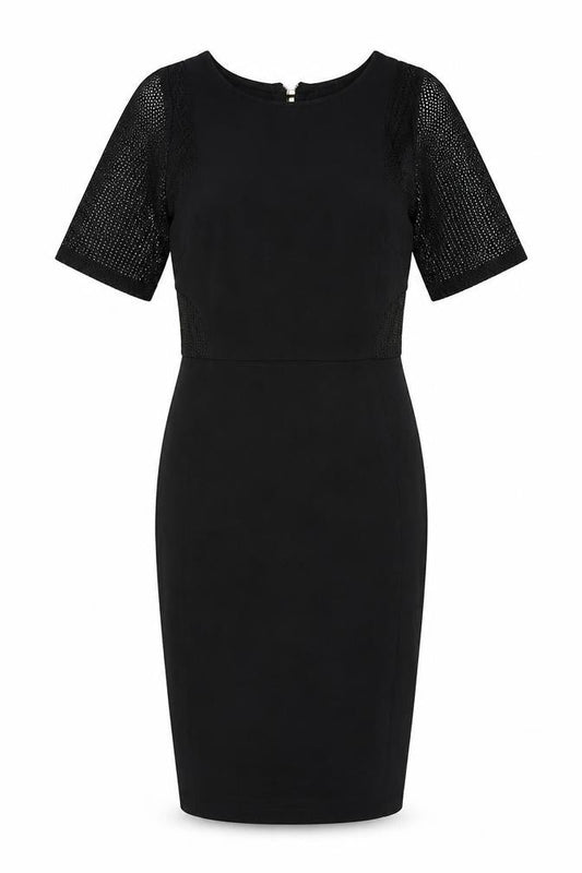 River Island Womens Black Polyester Pencil Dress Size 8 Round Neck Zip