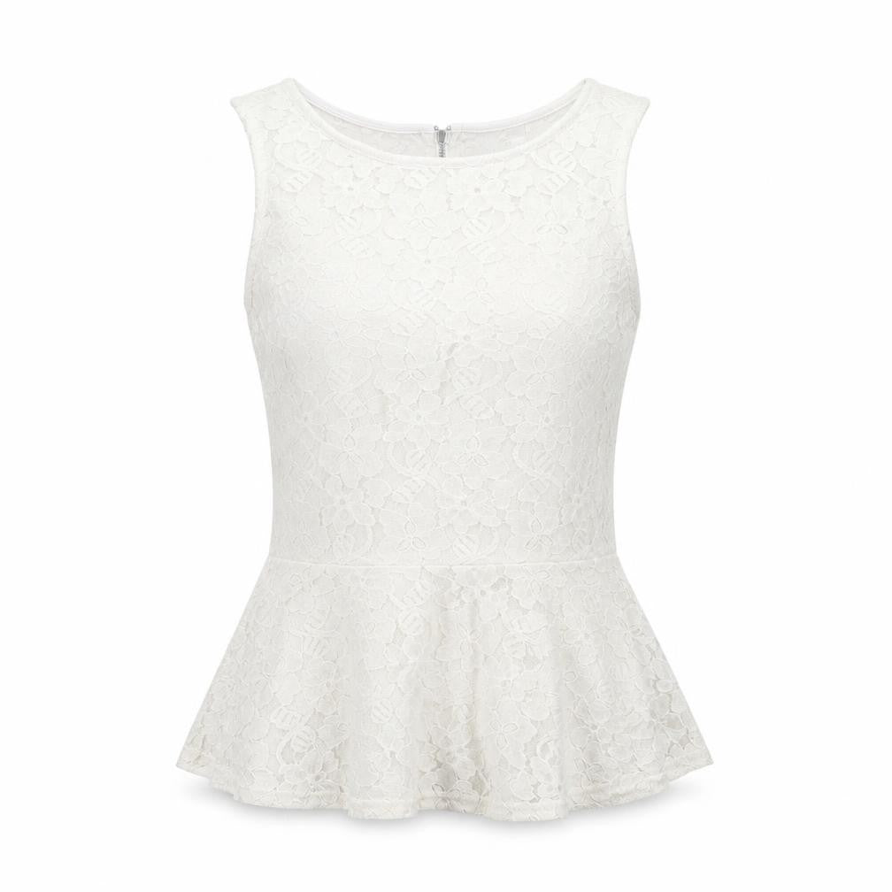 H&M Womens White Floral Polyester Basic T-Shirt Size S Round Neck