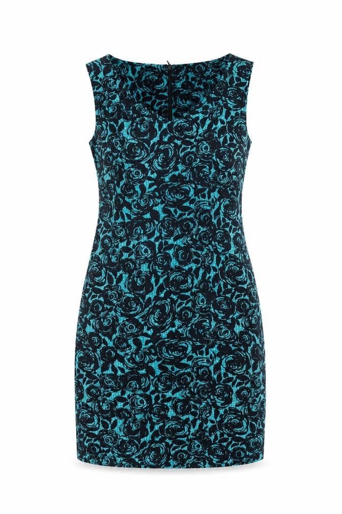 Preview Womens Blue Floral Cotton Bodycon Size 10 Sweetheart Zip