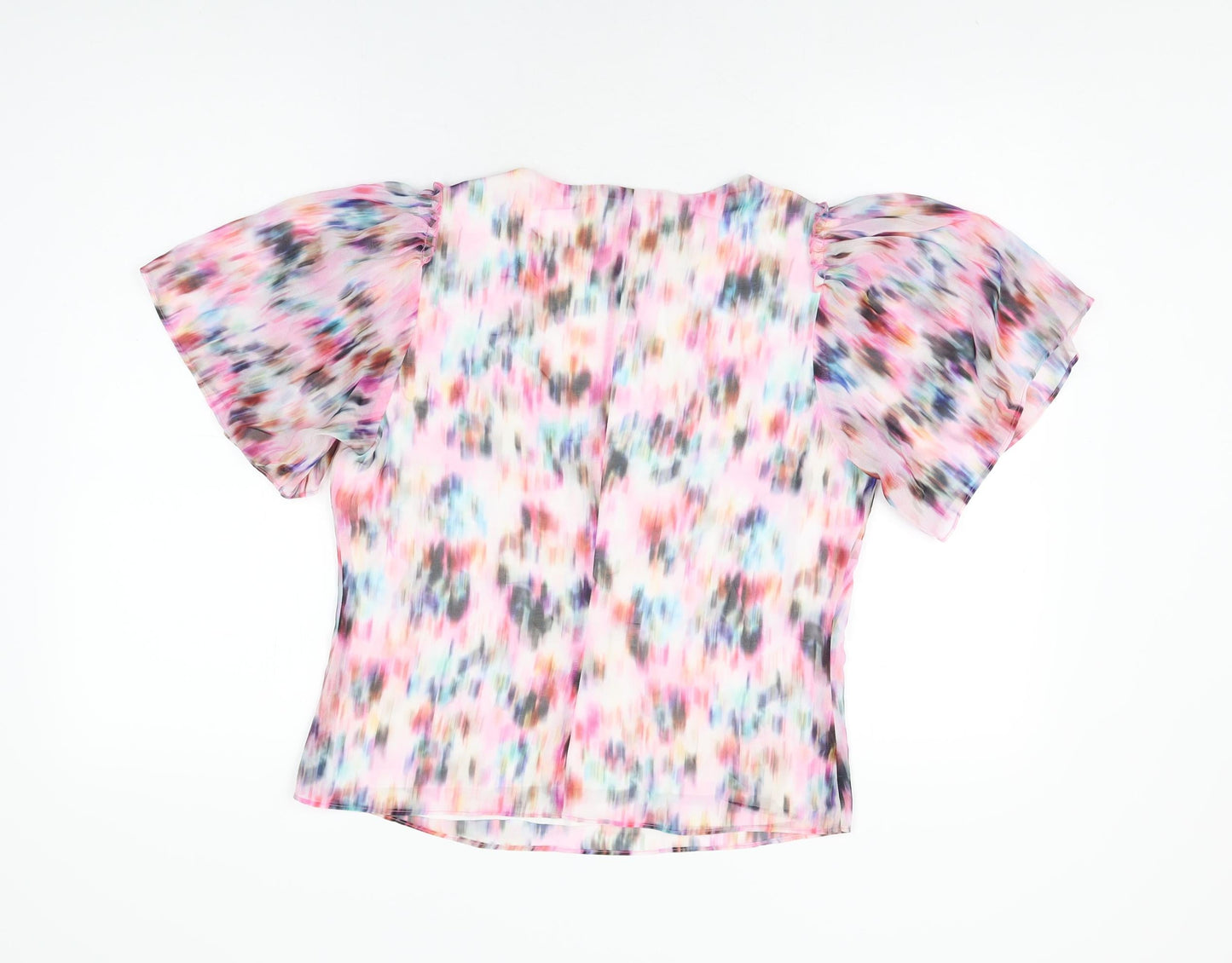 Damsel in a Dress Womens White Geometric Polyester Basic Blouse Size 10 V-Neck