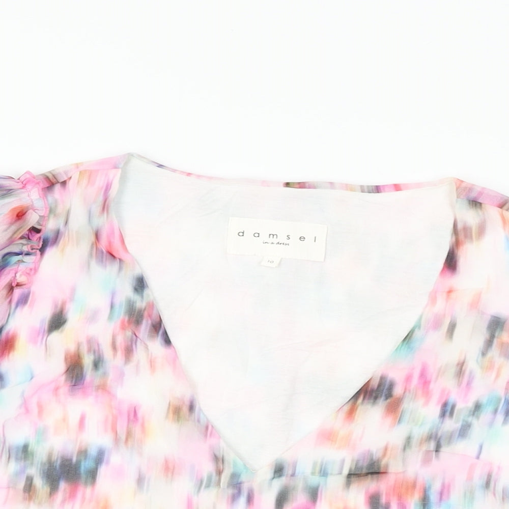 Damsel in a Dress Womens White Geometric Polyester Basic Blouse Size 10 V-Neck