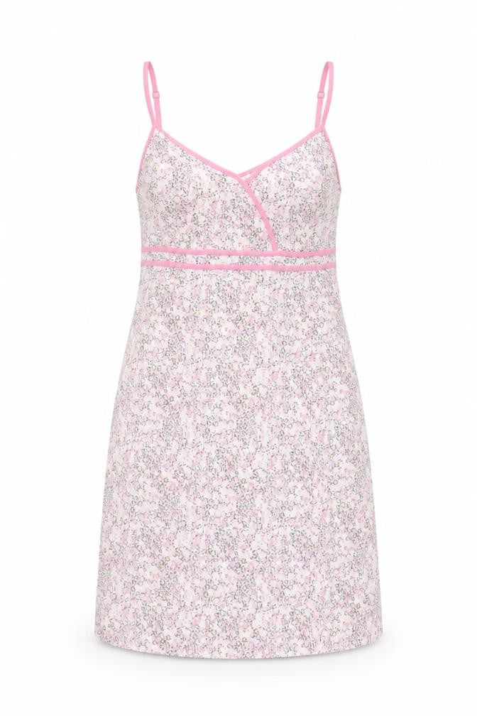 NEXT Womens Pink Floral Cotton Shift Size 14 V-Neck Zip