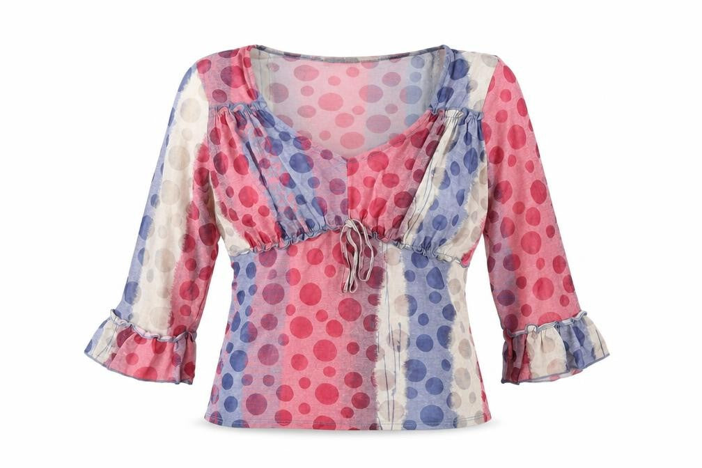 Per Una Womens Multicoloured Geometric Cotton Basic T-Shirt Size 12 V-Neck