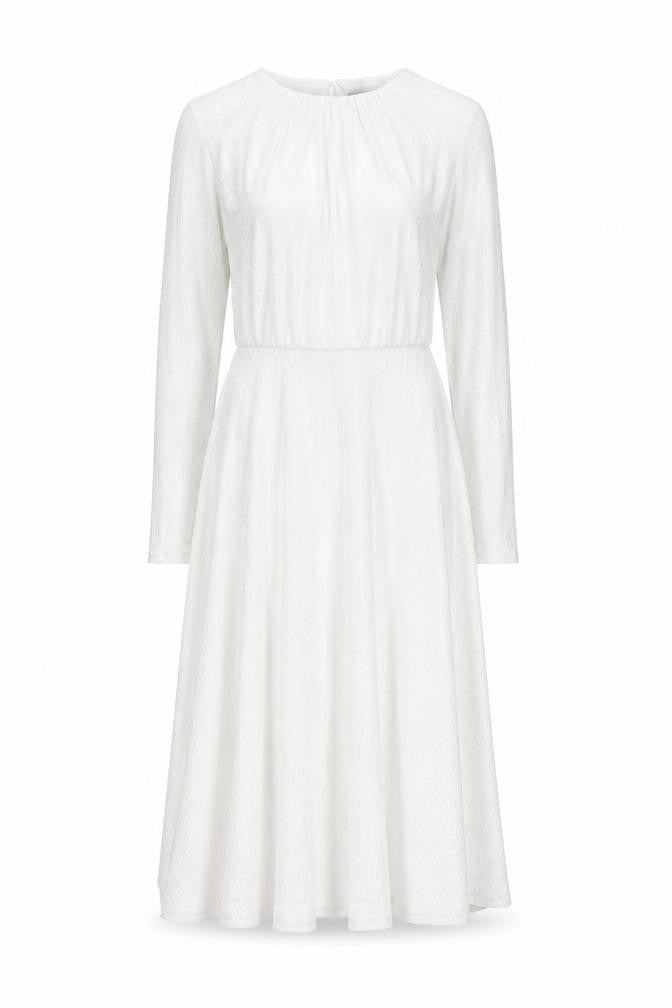 Marks & Spencer Womens White Polyester A-Line Size 8 Round Neck Zip