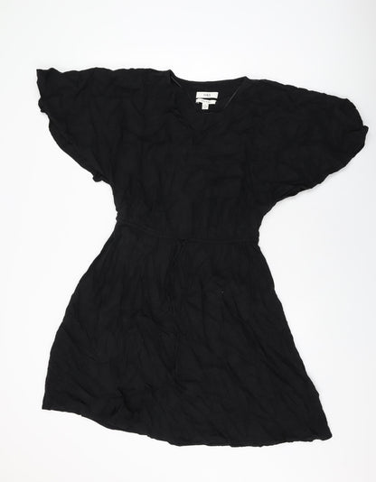 Marks & Spencer Womens Black Linen Shift Size 10 V-Neck Pullover