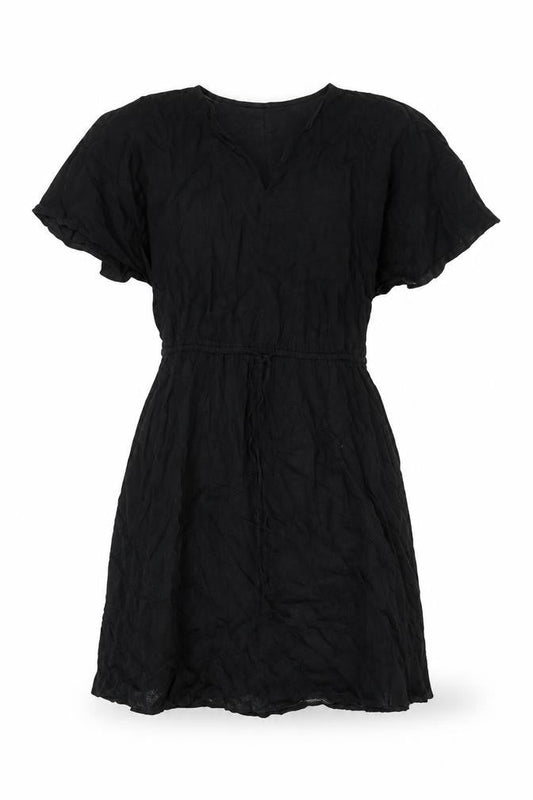 Marks & Spencer Womens Black Linen Shift Size 10 V-Neck Pullover