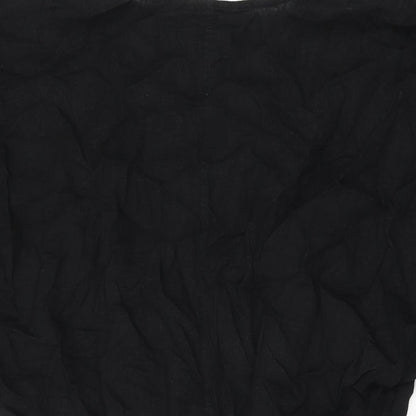 Marks & Spencer Womens Black Linen Shift Size 10 V-Neck Pullover