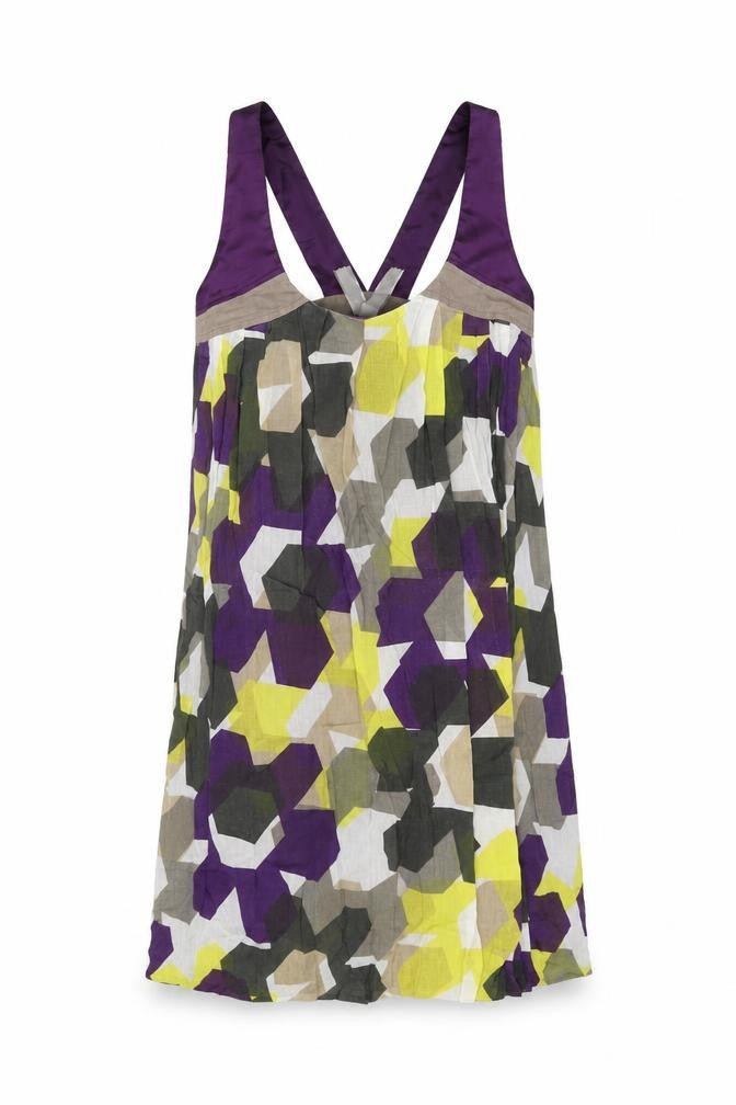 Springfield Womens Multicoloured Geometric Cotton Shift Size S V-Neck Zip