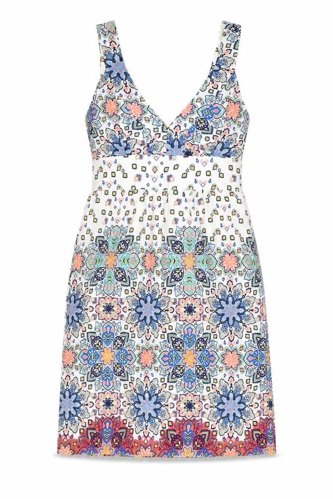 Kachel Womens White Floral Silk Shift Size 8 V-Neck Zip