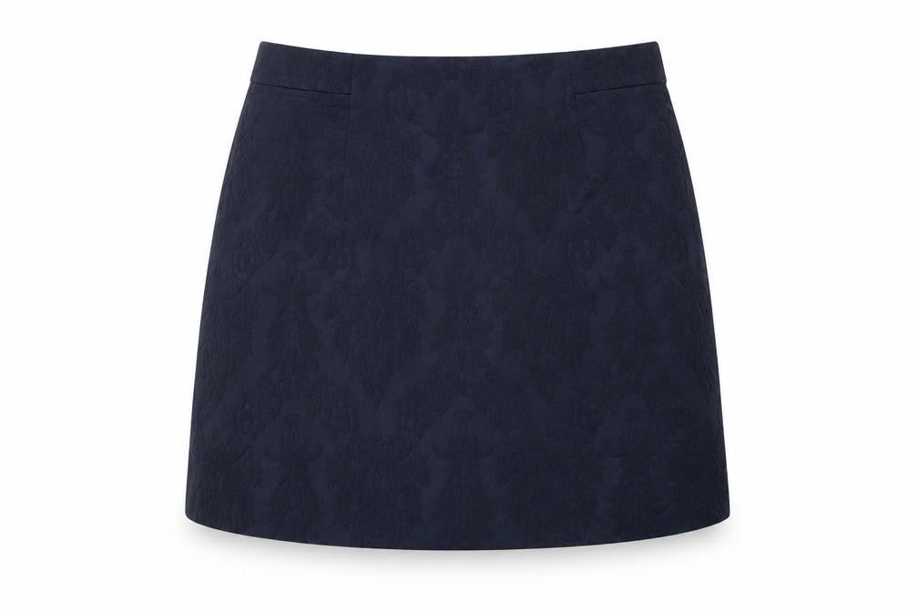 Zara Womens Blue Floral Cotton Mini Skirt Size M Zip
