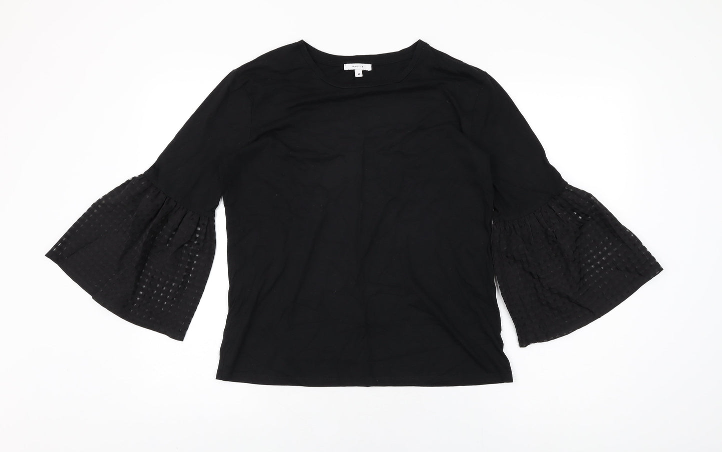 Maette Womens Black Cotton Basic T-Shirt Size M Round Neck