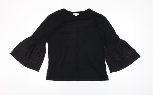 Maette Womens Black Cotton Basic T-Shirt Size M Round Neck