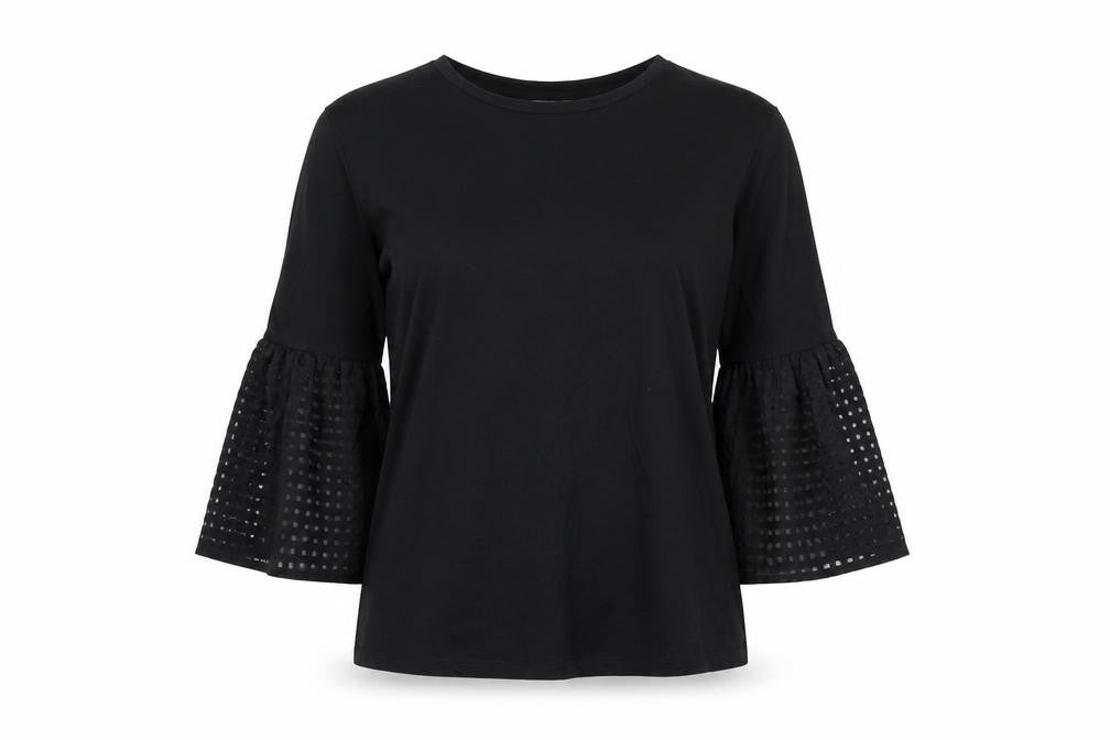 Maette Womens Black Cotton Basic T-Shirt Size M Round Neck
