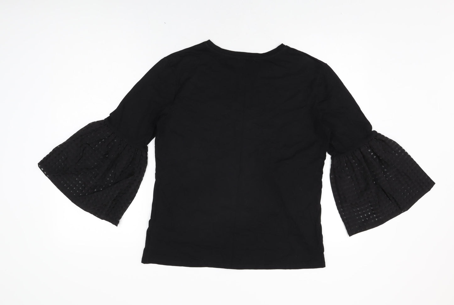 Maette Womens Black Cotton Basic T-Shirt Size M Round Neck