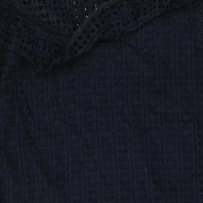 Next Womens Blue Cotton Shift Size 16 Round Neck Button