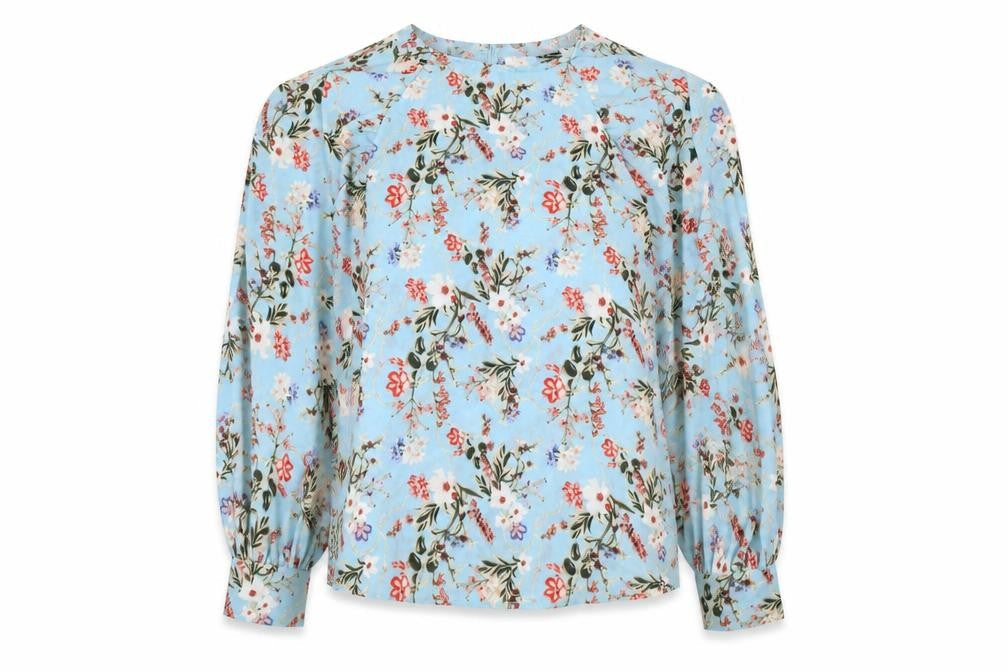 AX Paris Womens Blue Floral Polyester Basic Blouse Size 12 Round Neck