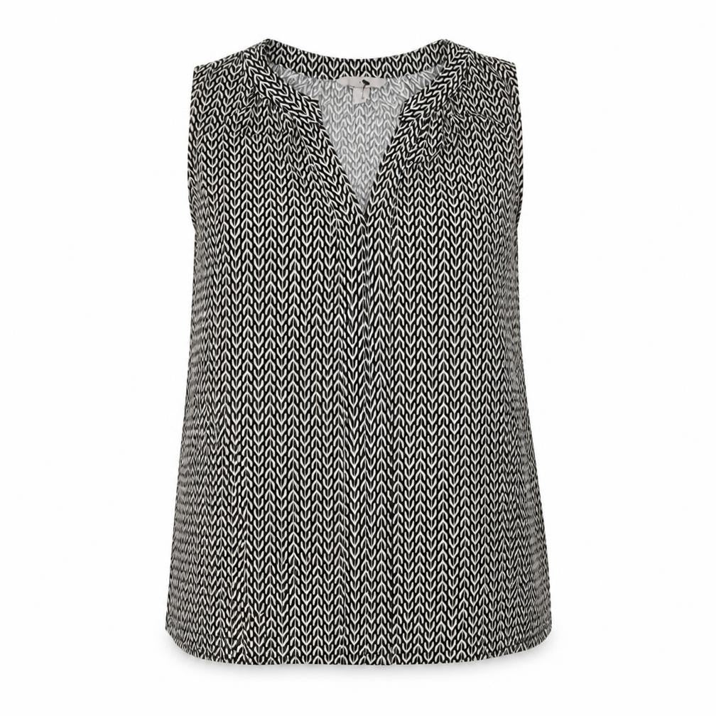 H&M Womens Black Geometric Polyester Basic T-Shirt Size S V-Neck
