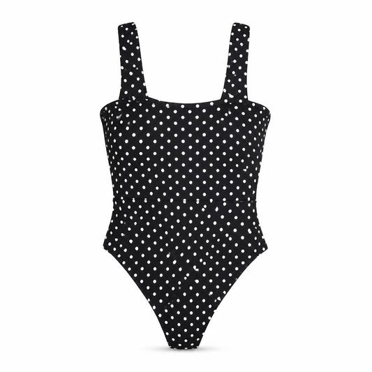 Nasty Gal Womens Black Polka Dot Viscose Bodysuit One-Piece Size 8 Snap