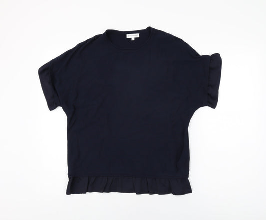 Warehouse Womens Blue Viscose Basic T-Shirt Size 10 Round Neck