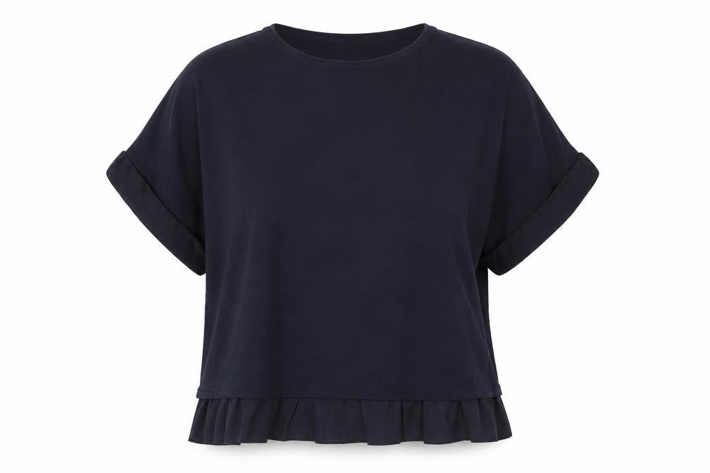 Warehouse Womens Blue Viscose Basic T-Shirt Size 10 Round Neck