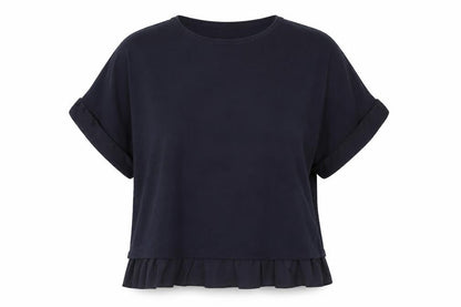 Warehouse Womens Blue Viscose Basic T-Shirt Size 10 Round Neck