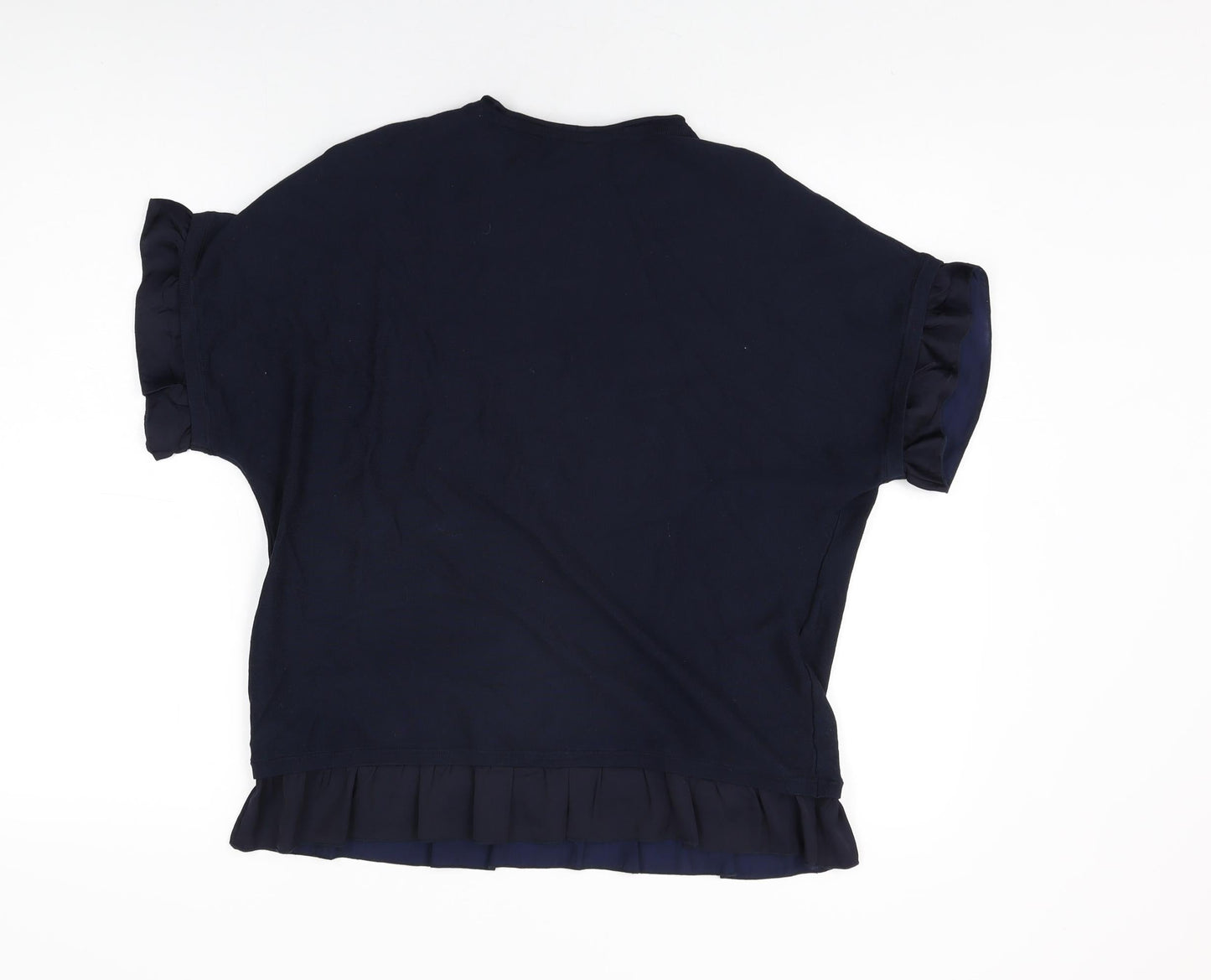 Warehouse Womens Blue Viscose Basic T-Shirt Size 10 Round Neck