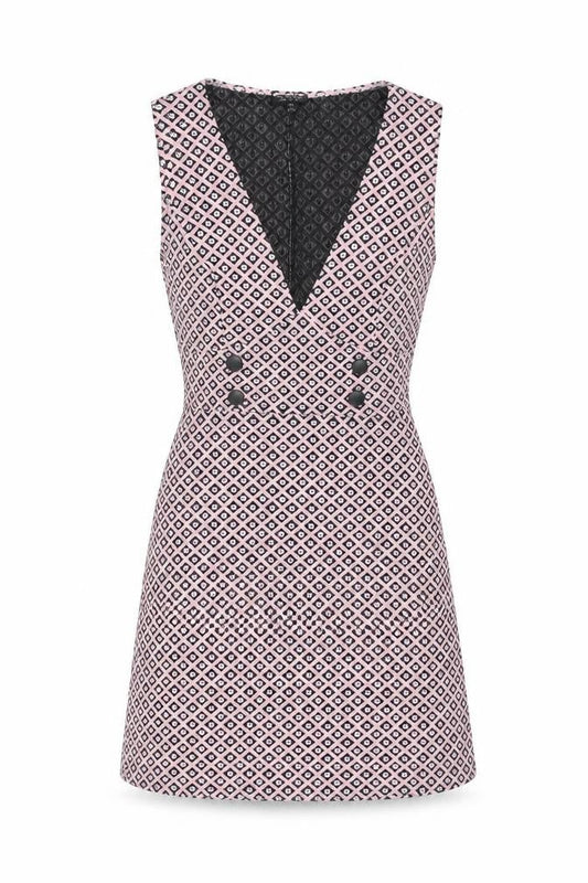 Miss Selfridge Womens Pink Geometric Polyester Shift Size 12 V-Neck Pullover
