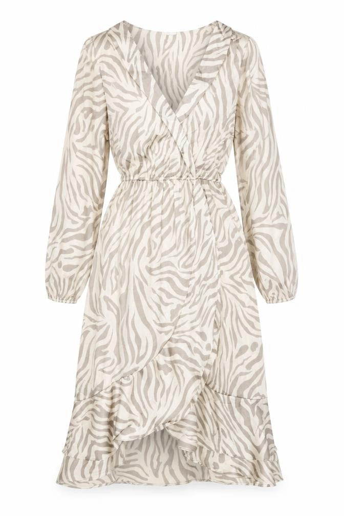 I SAW IT FIRST Womens Beige Animal Print Polyester A-Line Size 8 V-Neck Pullover