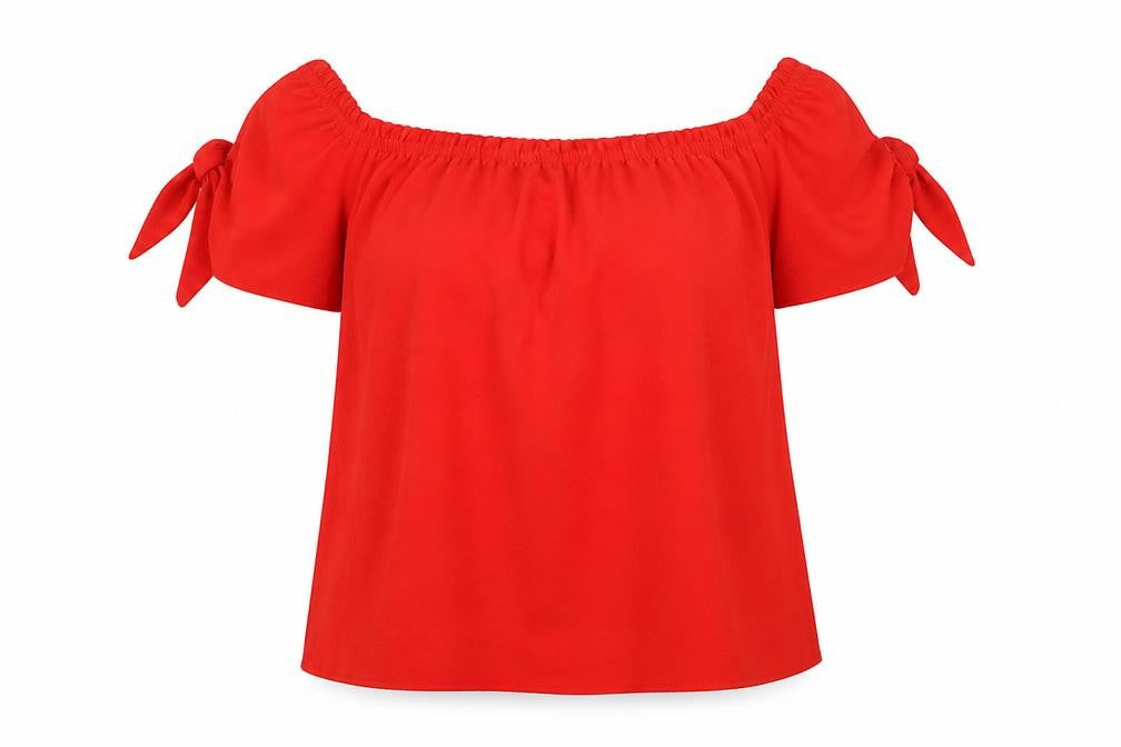 Dorothy Perkins Womens Red Polyester Basic T-Shirt Size 10 Off the Shoulder