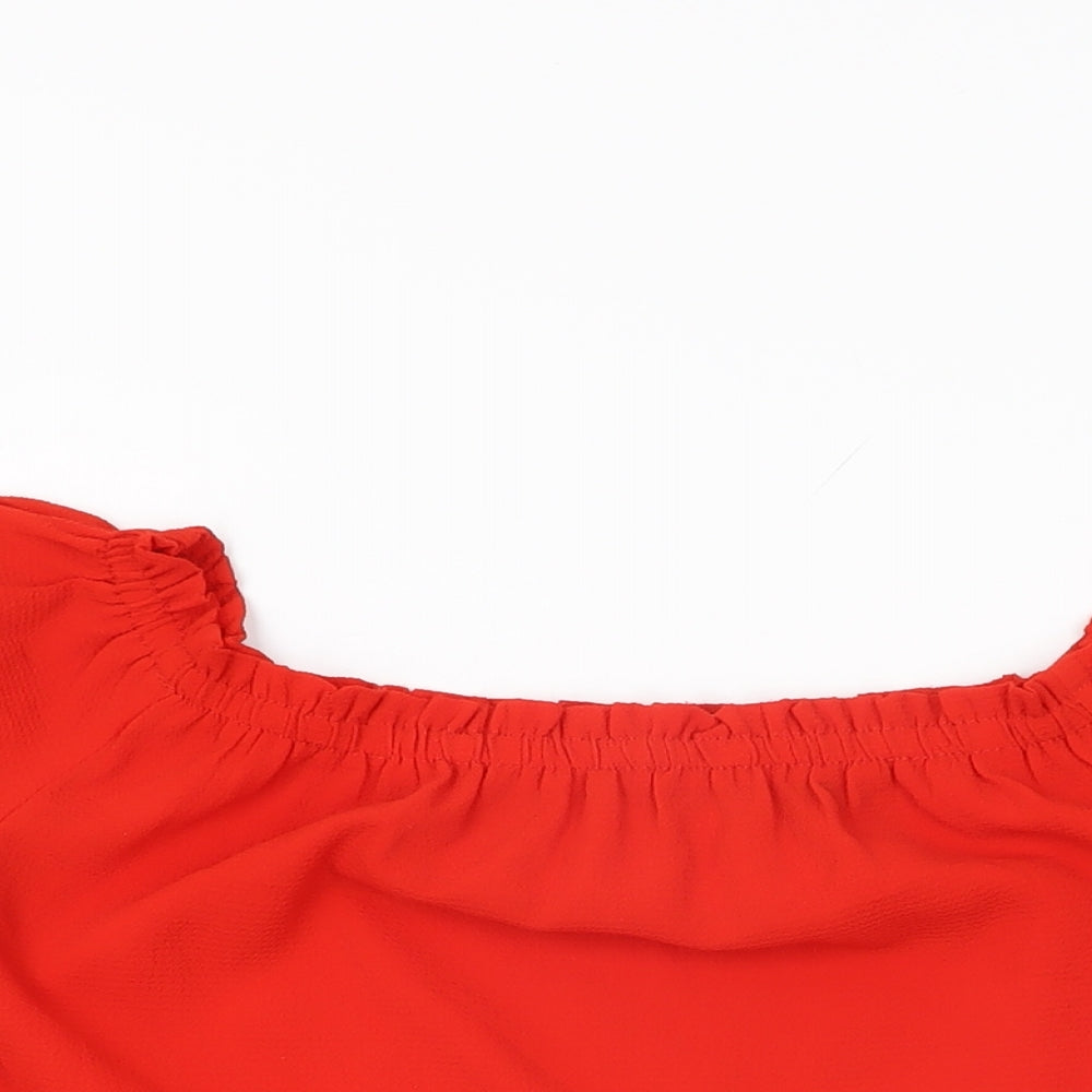Dorothy Perkins Womens Red Polyester Basic T-Shirt Size 10 Off the Shoulder